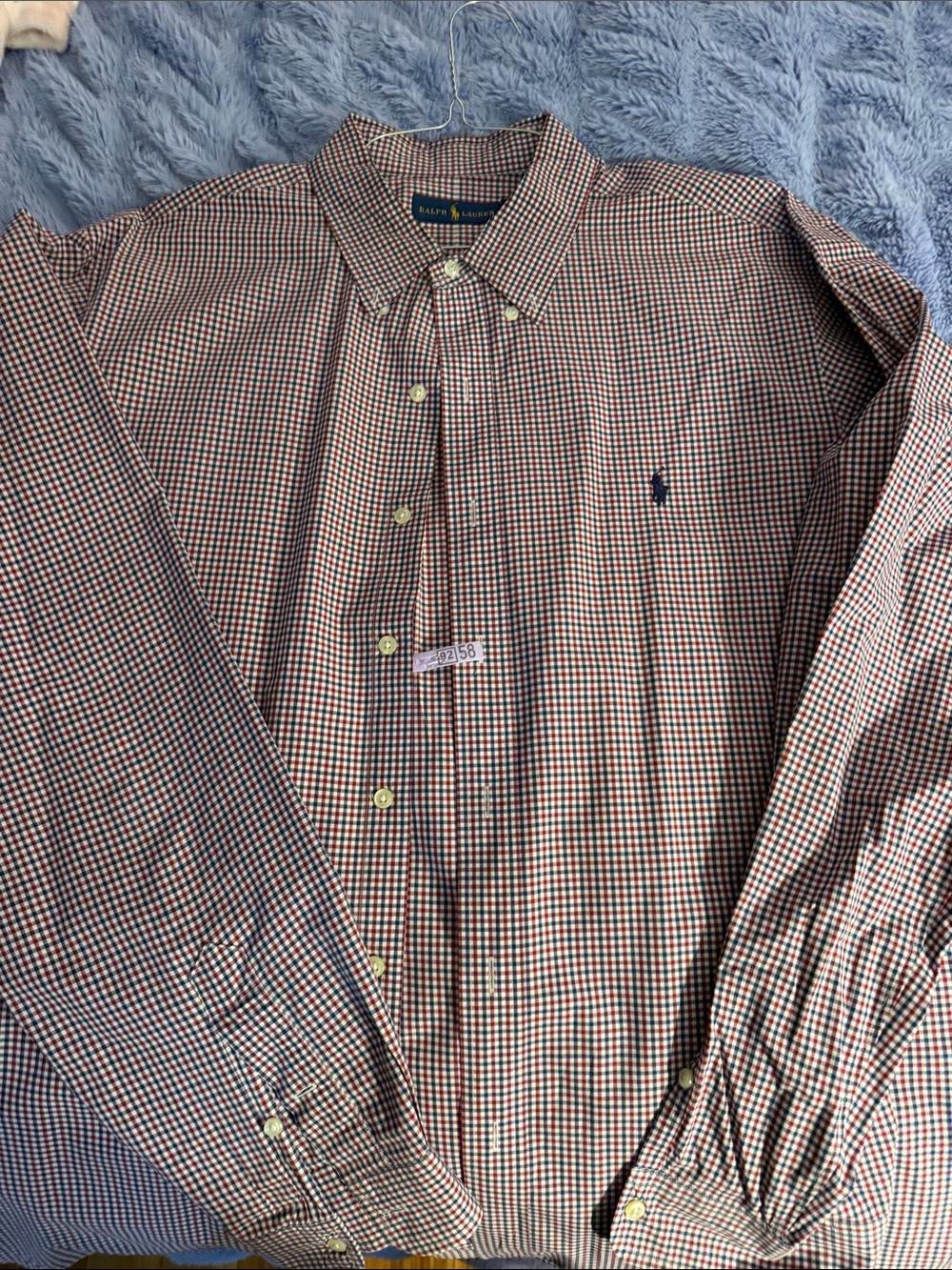 Ralph Lauren Men’s Red and Navy Micro-Check Button-Down Shirt